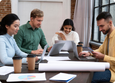 team analyzing marketing performance charts